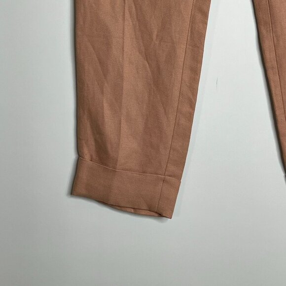 Maje Tapered Leg Linen‎ Blend Cuffed Ankle Pant Rose Pink Size 36 NWT - Picture 3 of 9